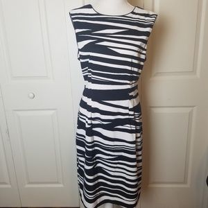 Bisou Bisou Sheath Dress Size 14 Black White Zebra